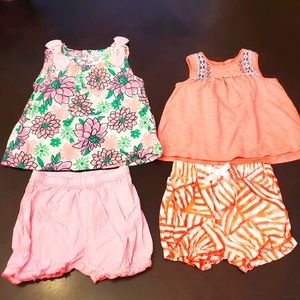 Bundle Of Baby Girls Tops & Shorts Size 6m - 9m